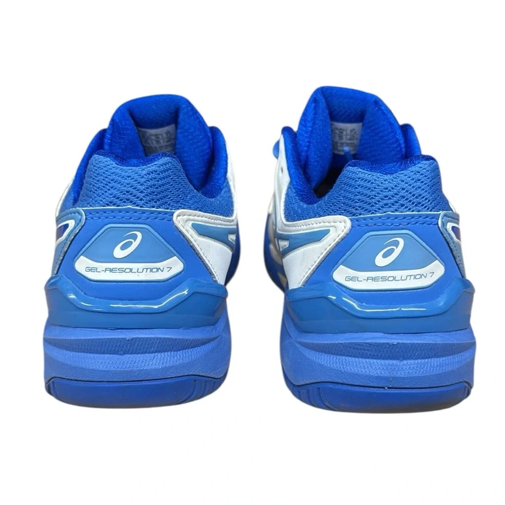 Asics Gel Resolution 7 #E751Y White Blue Running Women's Shoes Sneakers Size 7.5